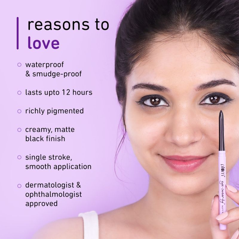 Plum Eye-Swear-By Kohl Kajal | Deep Black| Matte Finish | Smudge Proof & Waterproof (Deep Black, 0.35 g) - Image 5
