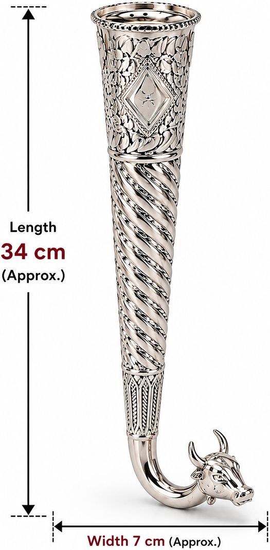 DharmaGanga German Silver Shringi 34 cm Kalash - Image 4