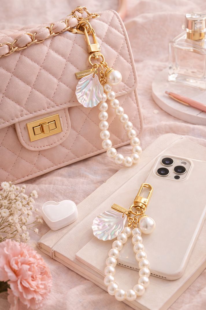 Shilpmart Pearl Phone Charm Strap White - Image 3