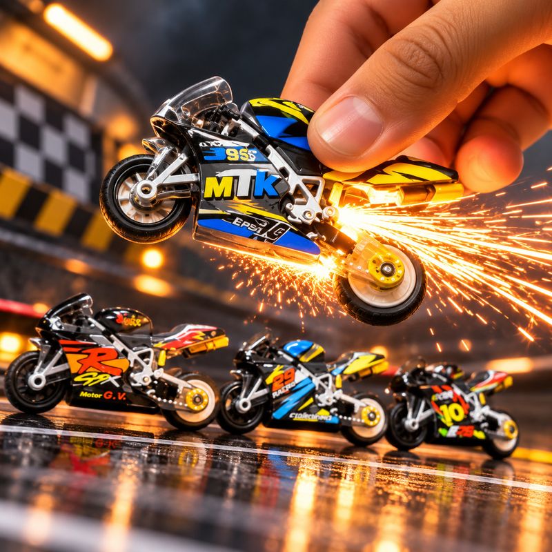 Printingg Nova Sparking Bike Keychain Pull Back Stunt Motorbike Toy - Image 3