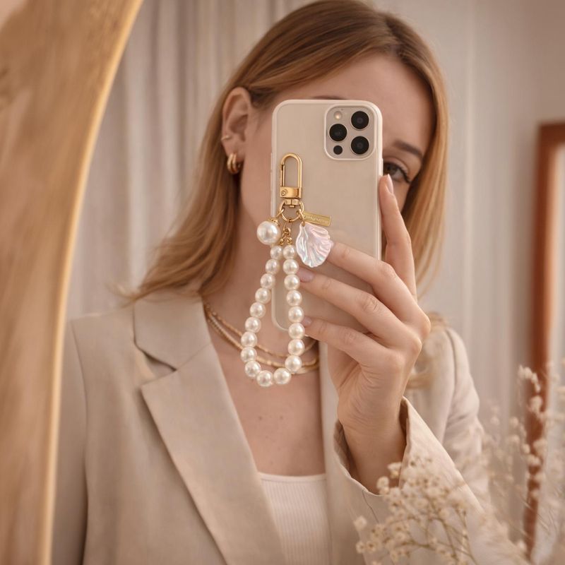 Shilpmart Pearl Phone Charm Strap White - Image 2