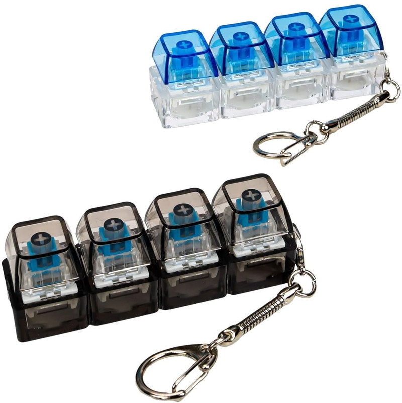 Opnex 4-in-1 Keyboard Fidget Keychain Stress Relief Button Clicker Toy Key Chain