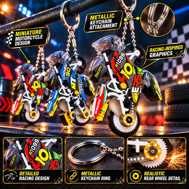 Printingg Nova Sparking Bike Keychain Pull Back Stunt Motorbike Toy - Image 6