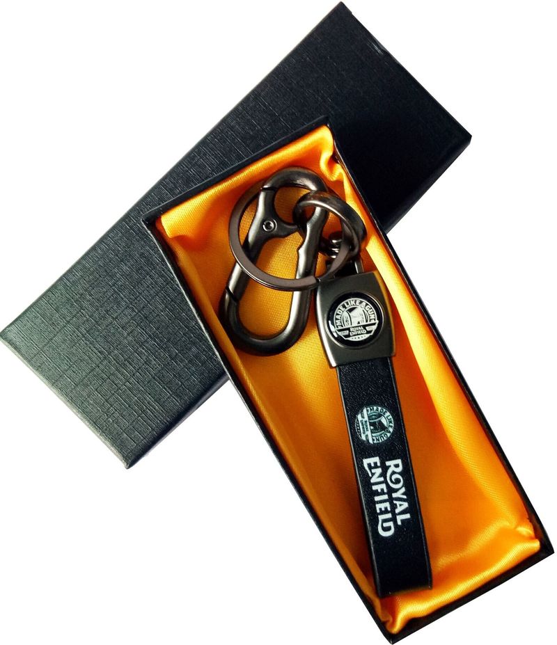 GIKH Royal Enfield Black Leather Metal Keychain - Image 3