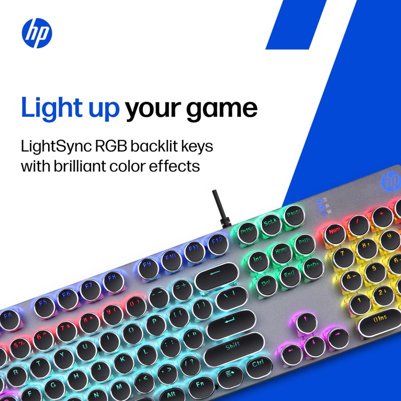 HP GK400Y Mechanical Wired USB Standard Gaming Keyboard Compatible with Desktop, Laptop, Mac Easy to Use,Plug and Play,Quick, Comfy Durable body (Black) - Image 4