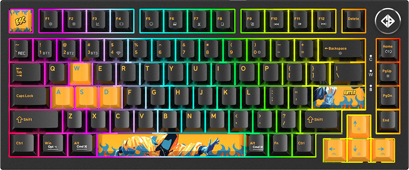 Cosmic Byte Phantom TKL Wireless Tri Mode Mechanical Keyboard Black Bluetooth, Wired USB, Wireless Tenkeyless Gaming Keyboard Compatible with Desktop,
