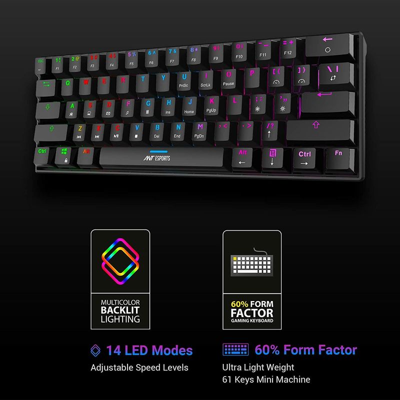Ant Esports MK1300 Mini Blue Switch Wired USB Tenkeyless Gaming - Image 5