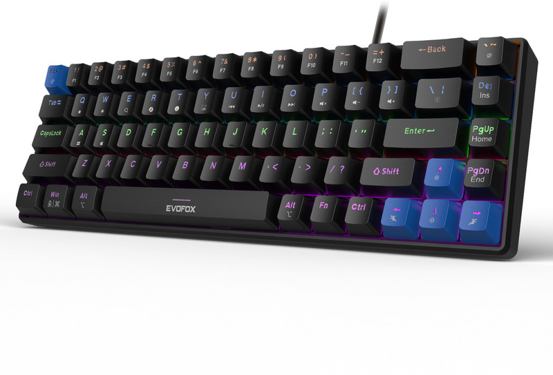 EVOFOX Katana S Mini Mechanical with Silent Red Switches & Rainbow Backlighting Wired USB Tenkeyless Gaming Keyboard Compatible with Desktop, Laptop, 