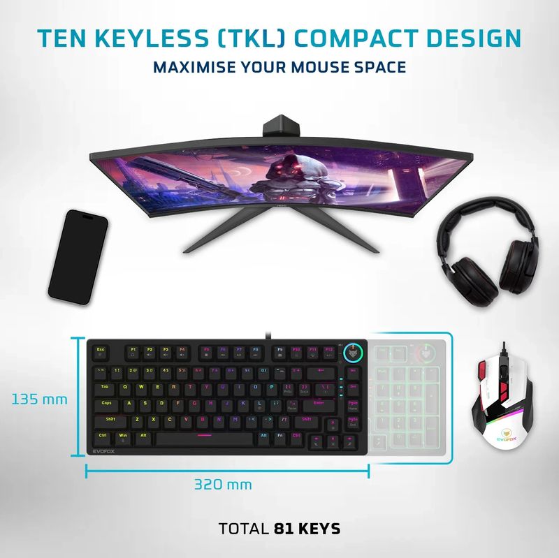 EVOFOX Katana X2 TKL Mechanical Gaming Keyboard - Image 6