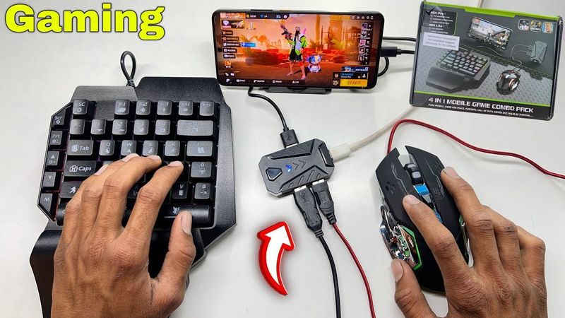 Confiavel Bluetooth Gaming Keyboard Mouse Convertor For Smartphone 4 in 1 Mobile Game Combo Set Designed for Gaming (Black) - Image 6