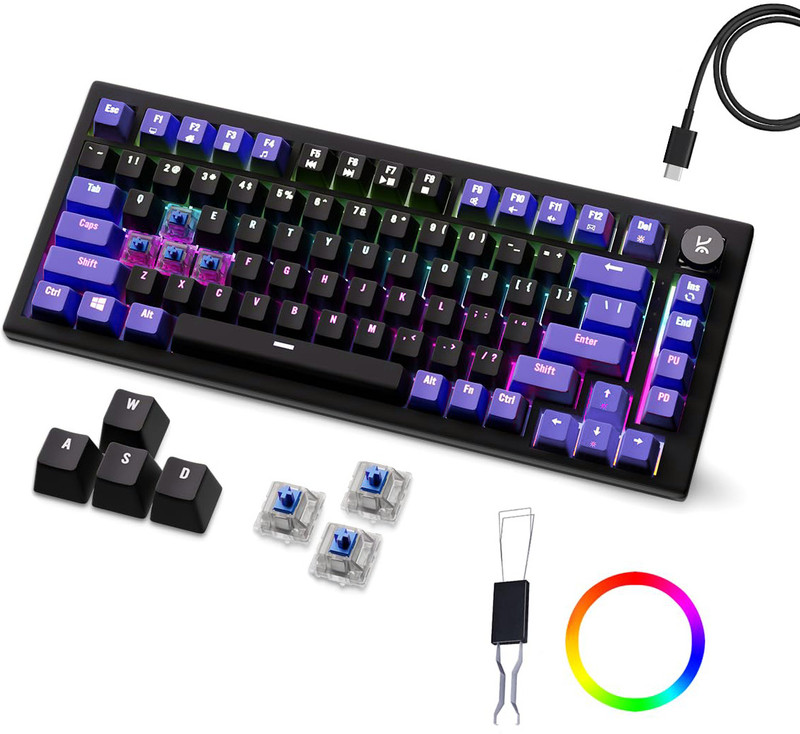 Kreo Hive RGB Gaming Mechanical Keyboard, RGB Keyboards, Braided Cable, Led Keyboard Wired USB Tenkeyless Gaming Keyboard Compatible with Desktop, Lap