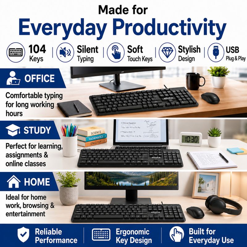 Elista ELS WK-710 Wired USB Multi-Device Keyboard (Black) - Image 4