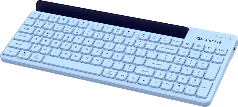 AMKETTE Optimus 2, 4 in 1 Multi Device Type-C Rechargeable with Built-in Device Dock Bluetooth, Wireless Standard Laptop Keyboard Compatible with Desk