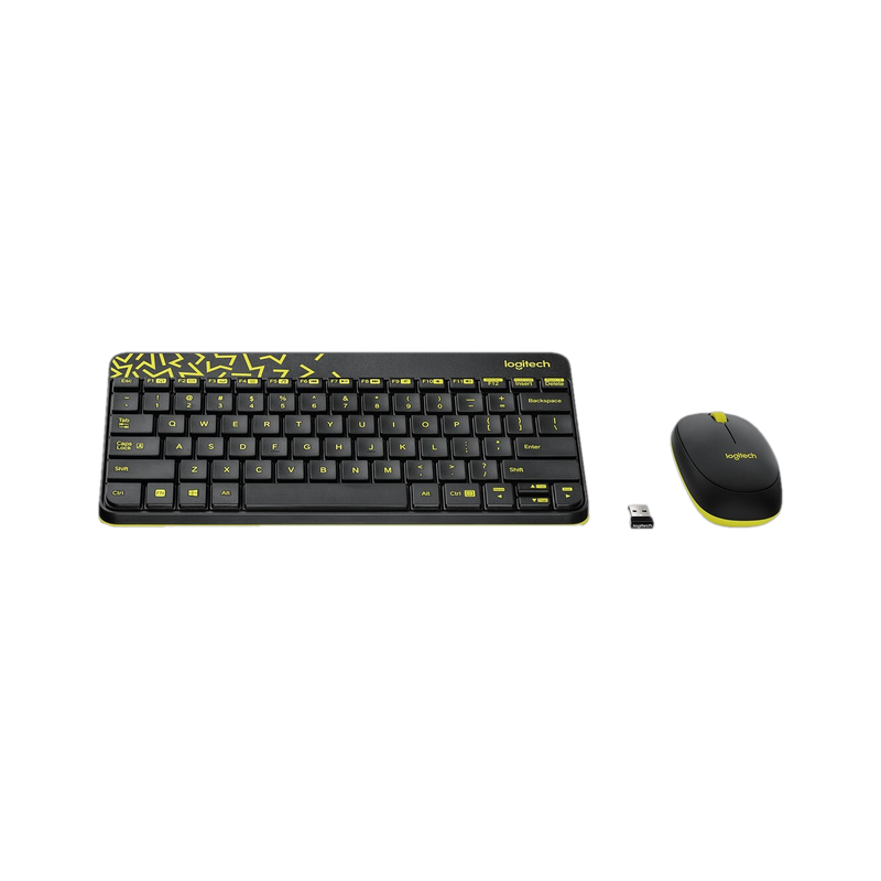 Logitech MK240 Wireless Keyboard and Mouse Combo Black&Chartreuse Yellow