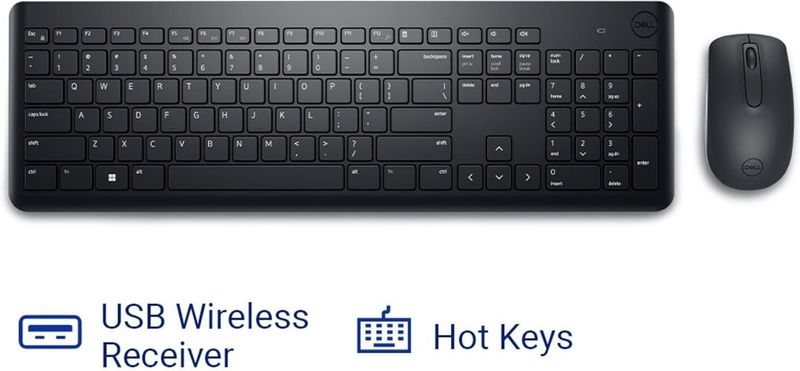DELL KM3322W Keyboard & Mouse Combo, Anti-fade & Spill-resistant Keys Wireless Standard Laptop Keyboard Compatible with Desktop, Laptop, Mac with 1000 DPI Optical Mouse, 2.4GHz Wireless Receiver, Anti-fade & Spill-resistant Keys, up to 36-Month Battery Life, 128-bit AES Encryption (Black) - Image 4