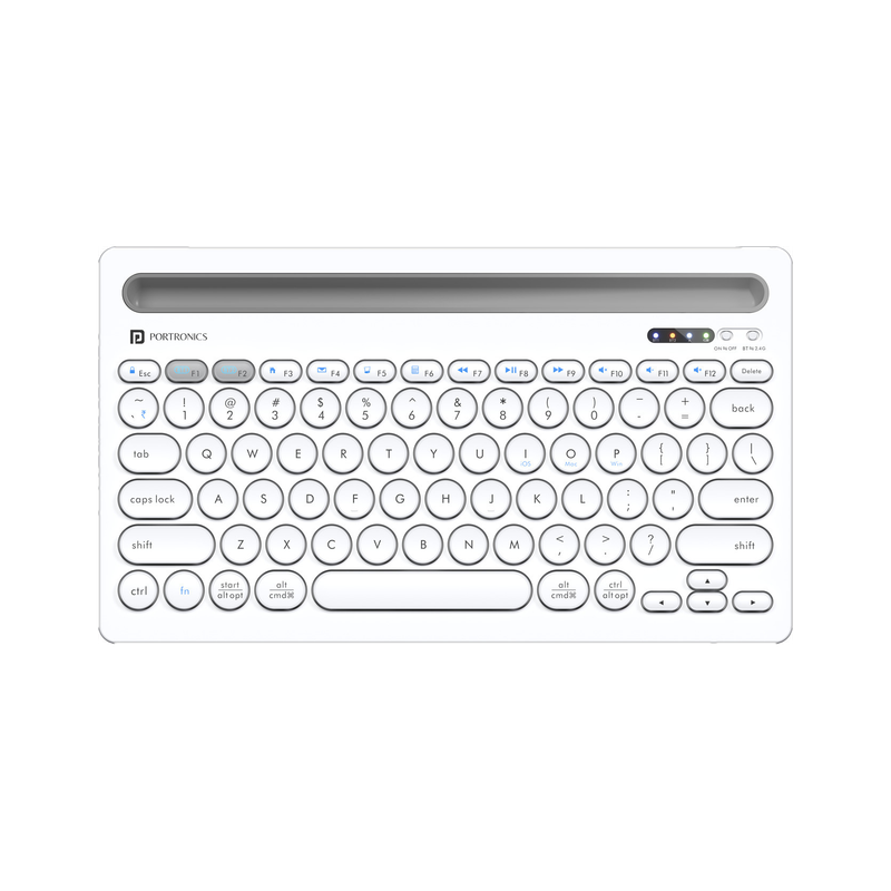 Portronics Bubble Dock Bluetooth, Wireless Handheld Laptop Keyboard Compatible with Desktop, Laptop, Mac with Tablet/Smartphone holder 12 inch wide & On/Off switch,Compact Tenkeyless