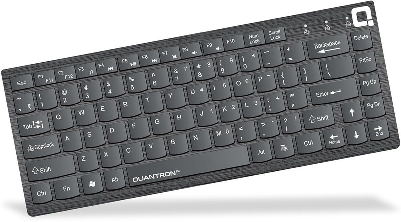 Quantron QKB-17, MINI KEYBOARD COMPACT AND SLEEK DESIGN Wired USB Laptop-size Laptop Keyboard Compatible with Desktop, Laptop, Mac Black