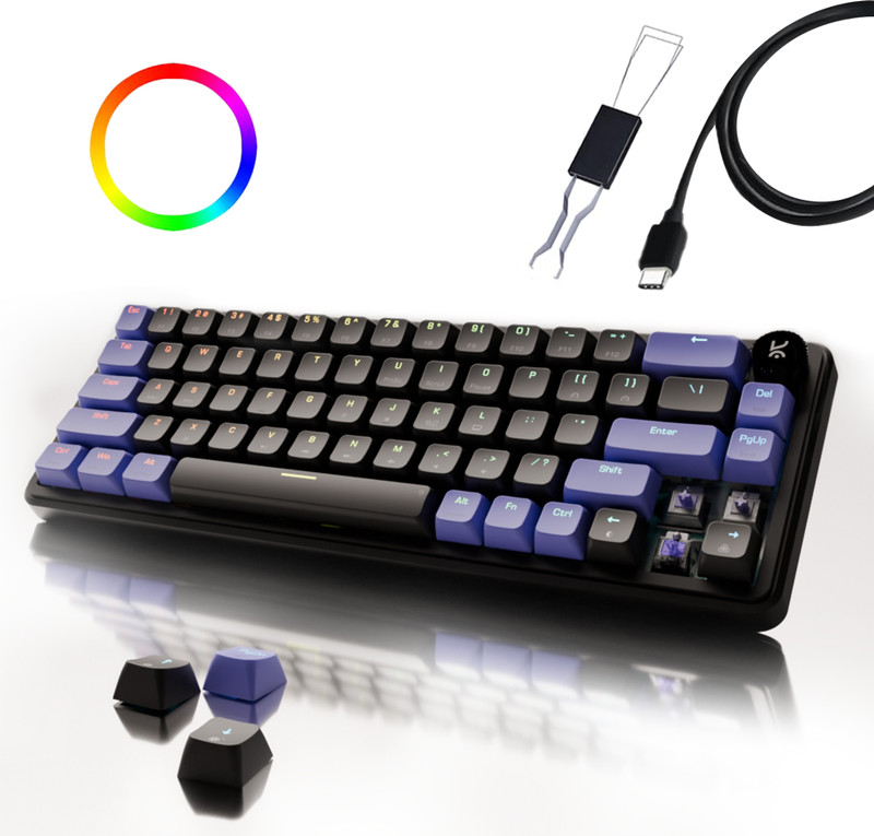 Kreo Hive 65% Compact Mechanical Gaming Keyboard Wired, Rgb & Multi Os Customizable Wired Usb Laptop-size Gaming Keyboard Compatible Desktop, Laptop