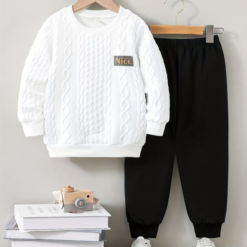 Faboza Boys Casual Sweatshirt Pant (White, Pack of 2) - Image 2