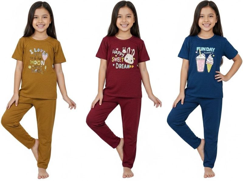 TAKKIFASHION Girls Casual T-shirt Pant Pack of 3 Multicolor - Image 6