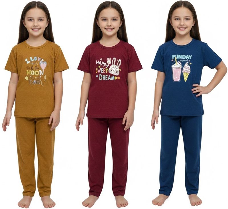 TAKKIFASHION Girls Casual T-shirt Pant Pack of 3 Multicolor - Image 8