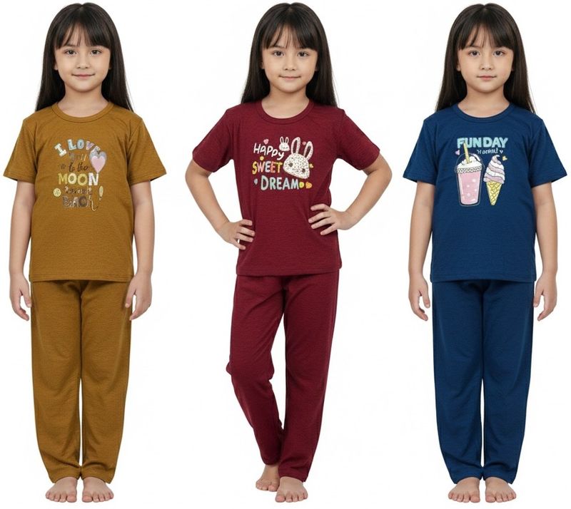 TAKKIFASHION Girls Casual T-shirt Pant Pack of 3 Multicolor - Image 5