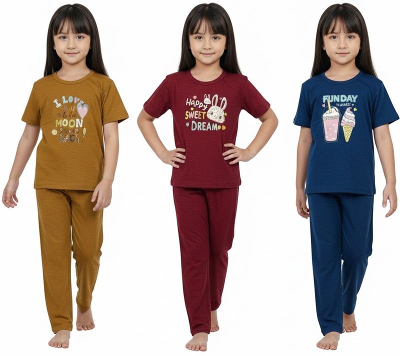 TAKKIFASHION Girls Casual T-shirt Pant Pack of 3 Multicolor - Image 7