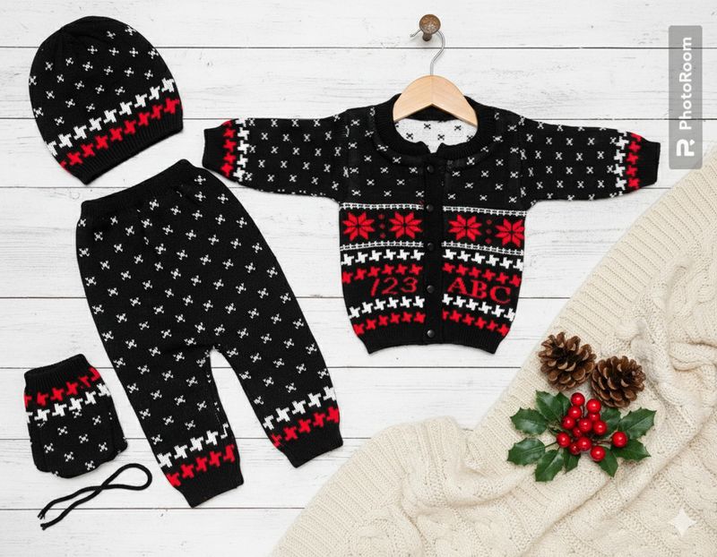 The Mom Creators Baby Boys Casual Sweater Pyjama (Black, Pack of 4) - Image 4