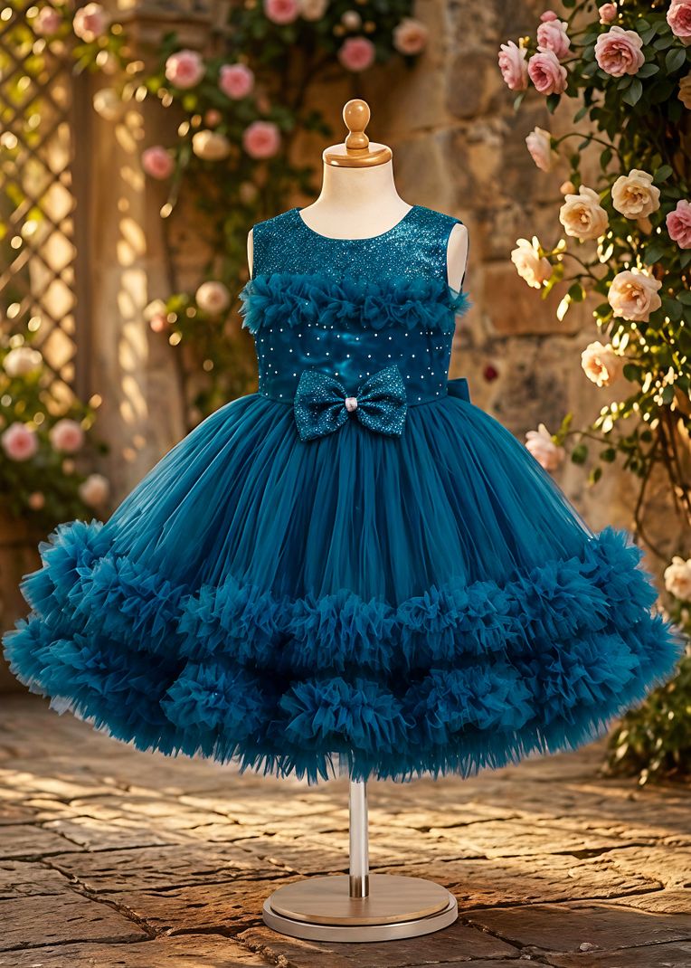 MV FASHION Girls Blue Below Knee Dress - Image 6