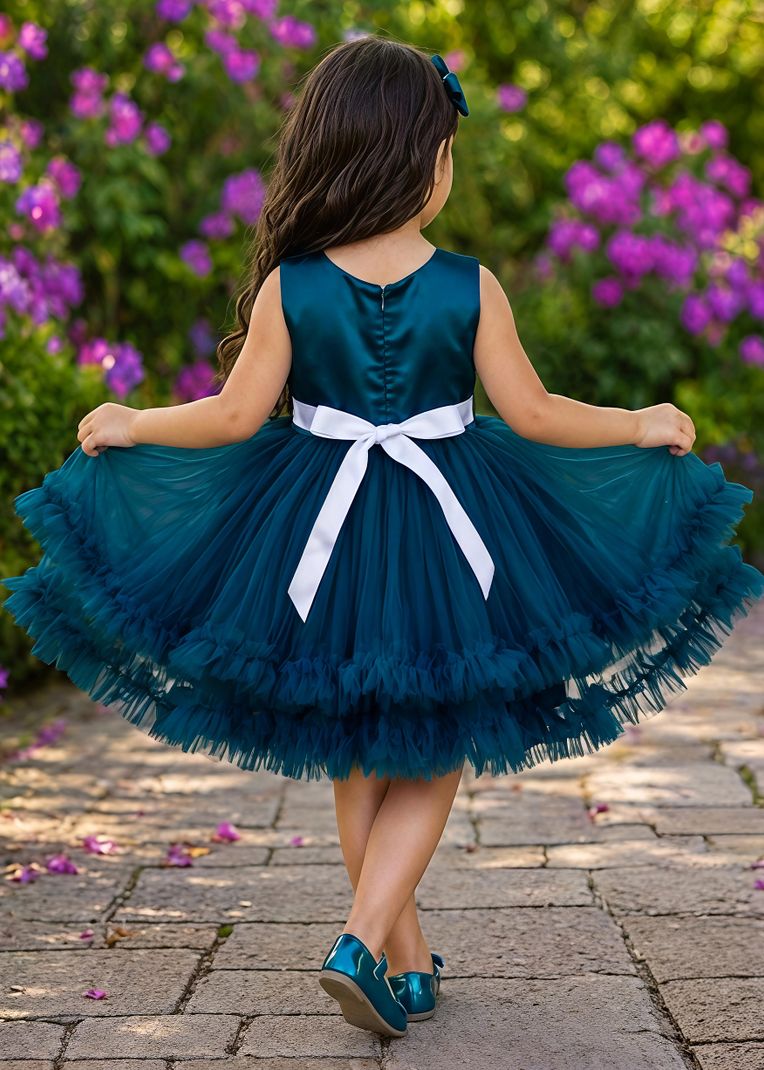 MV FASHION Girls Blue Below Knee Dress - Image 4