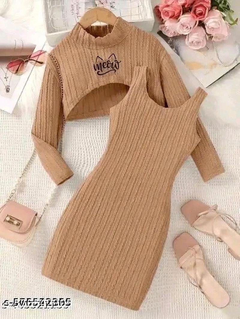 ROYAAL Girls Brown Midi Party Dress - Image 2