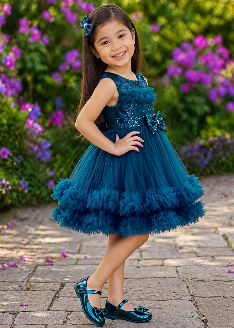 MV FASHION Girls Blue Below Knee Dress - Image 5