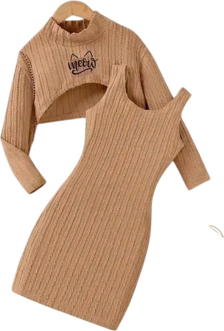 ROYAAL Girls Brown Midi Party Dress - Image 4