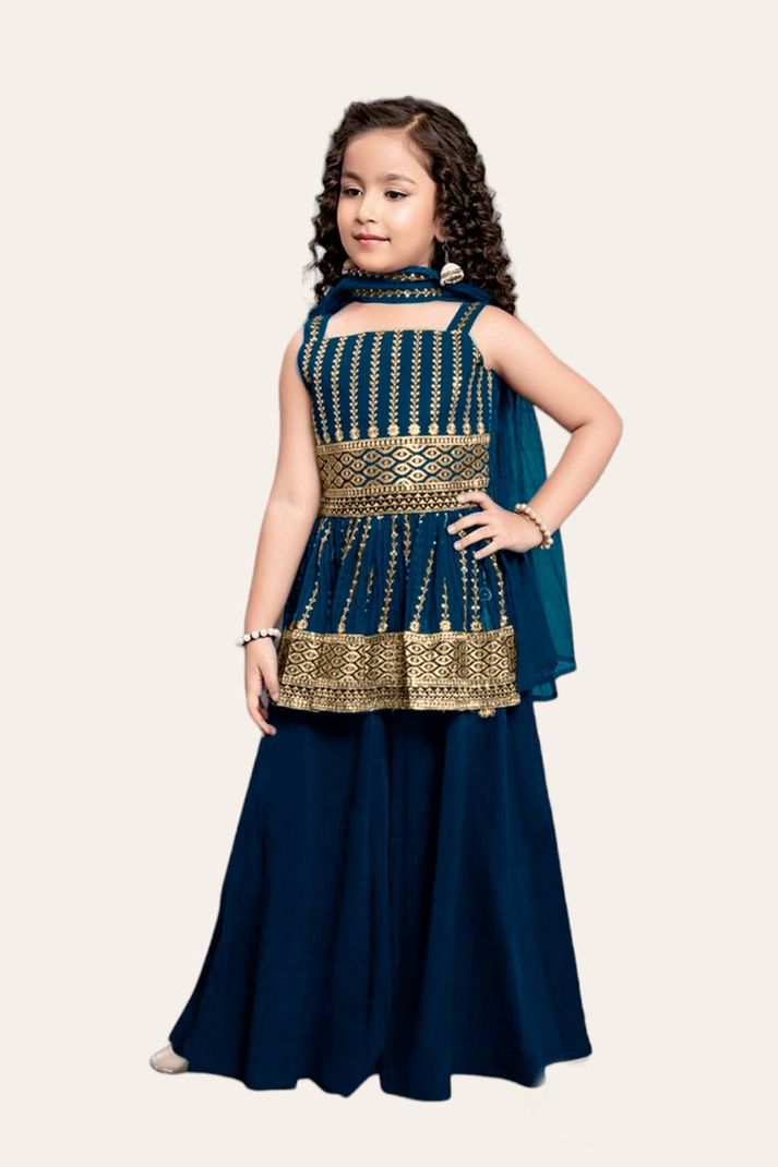 Tulsi Creation Girls Festive Angarkha and Sharara Set - Image 4