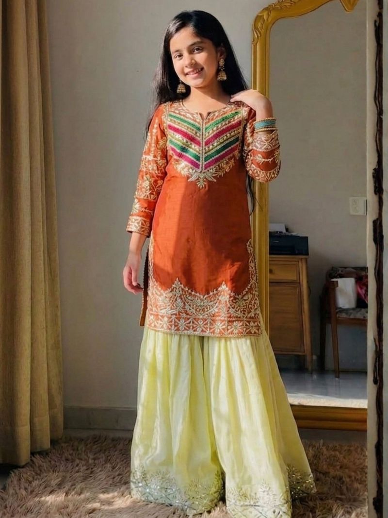 Neeta Fashion Girls Festive Kurta and Sharara Set - Image 3