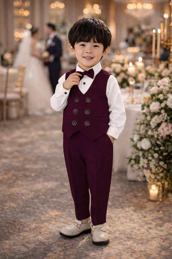 BELIEVED WORTHâS Baby Boys Festive & Party, Wedding, Casual Blazer and Pant Set (Maroon Pack of 1) - Image 5