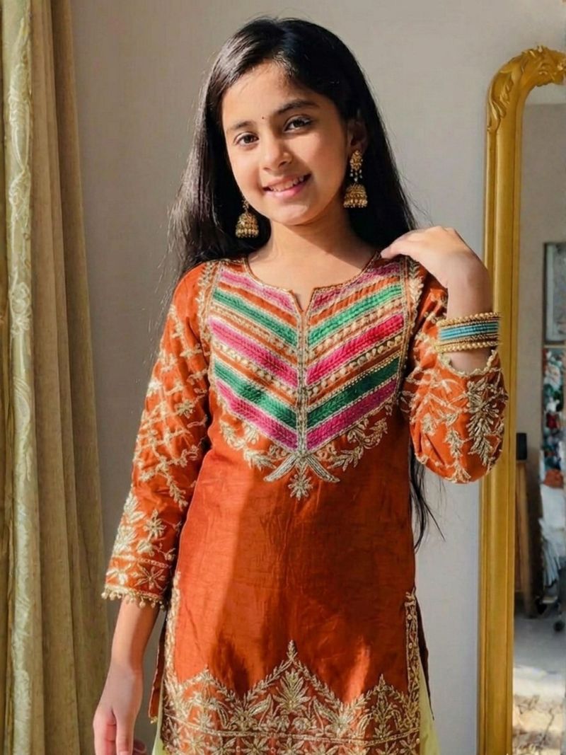 Neeta Fashion Girls Festive Kurta and Sharara Set - Image 4
