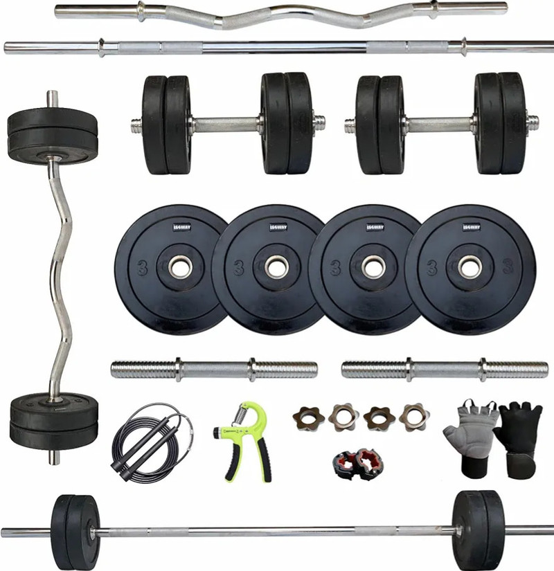 spirax 20kg pvc weight set dumbbell rods 3ft straight rod acc gym fitness kit