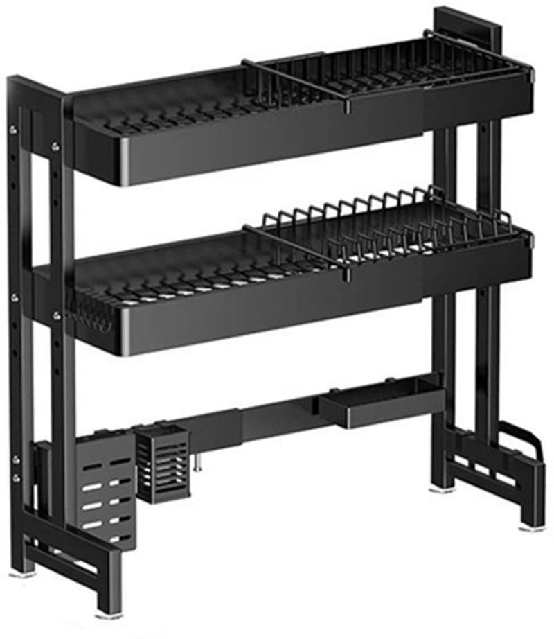iBELL Dish Drainer Kitchen Rack DR293SM Adjustable Dish Rack, 2 Layer Over Sink Stand, Extendable Carbon Steel Carbon Steel - Image 2