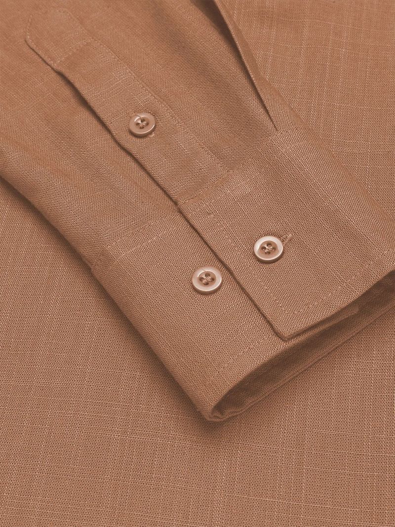 ANOUK Solid Cotton Blend Straight Kurta for Men (Brown) - Image 4
