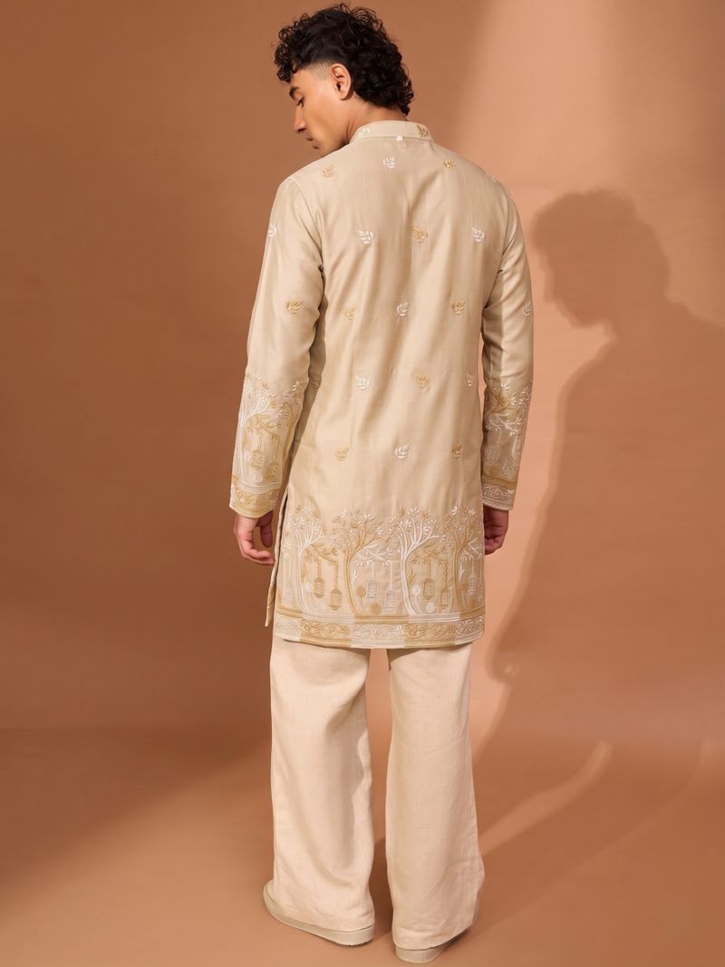 Fabricus Embroidered Satin Straight Kurta for Men - Image 4