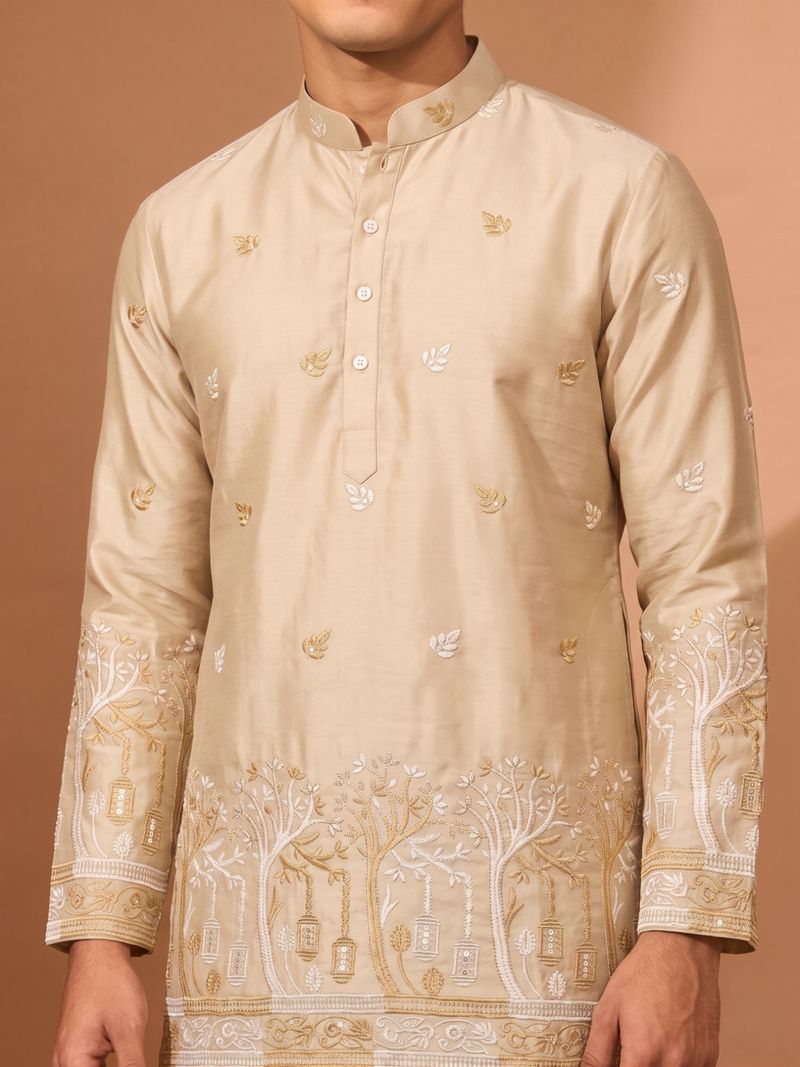 Fabricus Embroidered Satin Straight Kurta for Men - Image 6