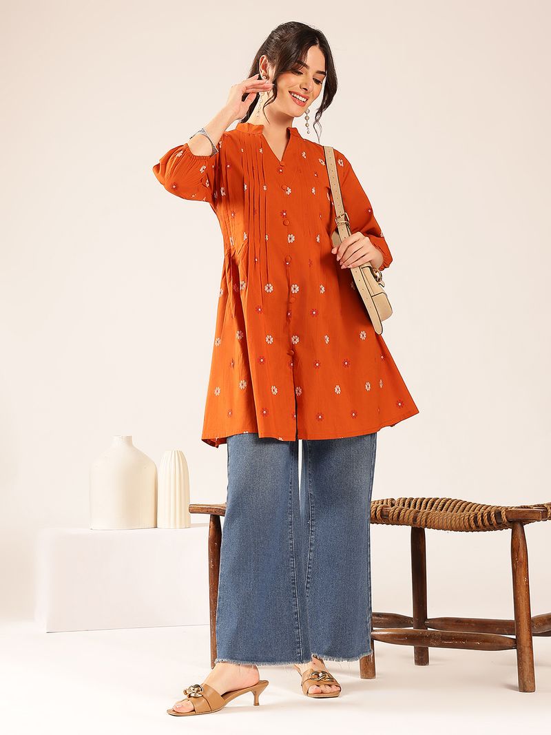 VBUYZ Printed Pure Cotton A-line Kurta for Women - Image 2
