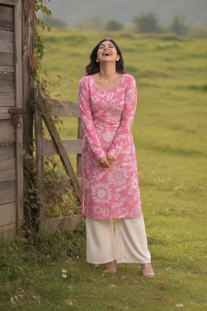 CLANGER Floral Print Cotton Kurta - Image 5