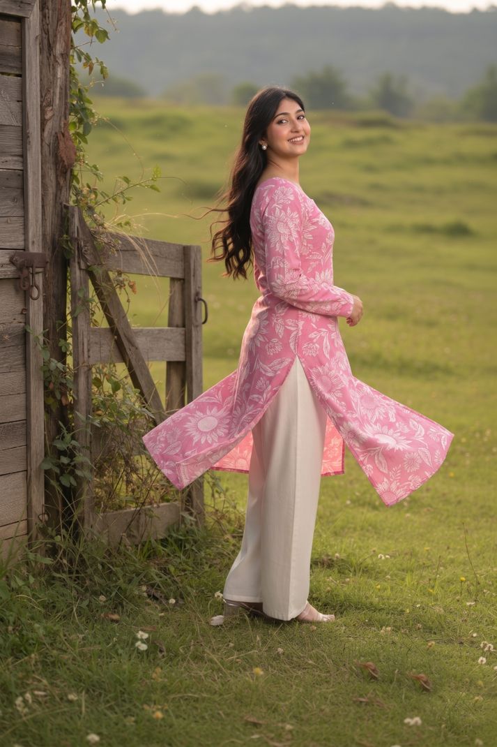 CLANGER Floral Print Cotton Kurta - Image 6