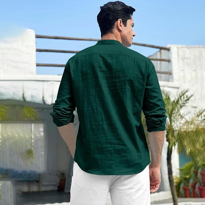 Univibe Men's Solid Cotton Blend Straight Kurta - Image 3