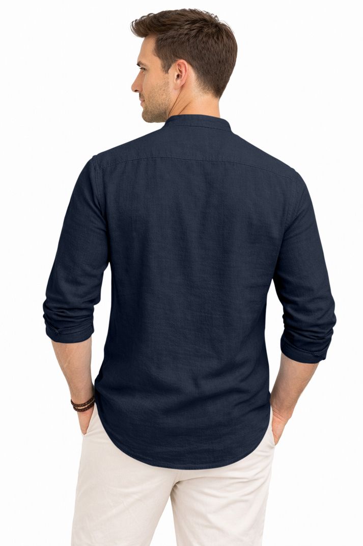 zbio Solid Linen Straight Kurta for Men - Image 4
