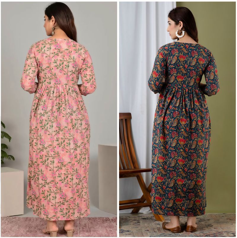 Dream Global Pack of 2 Floral Print Cotton Anarkali - Image 3