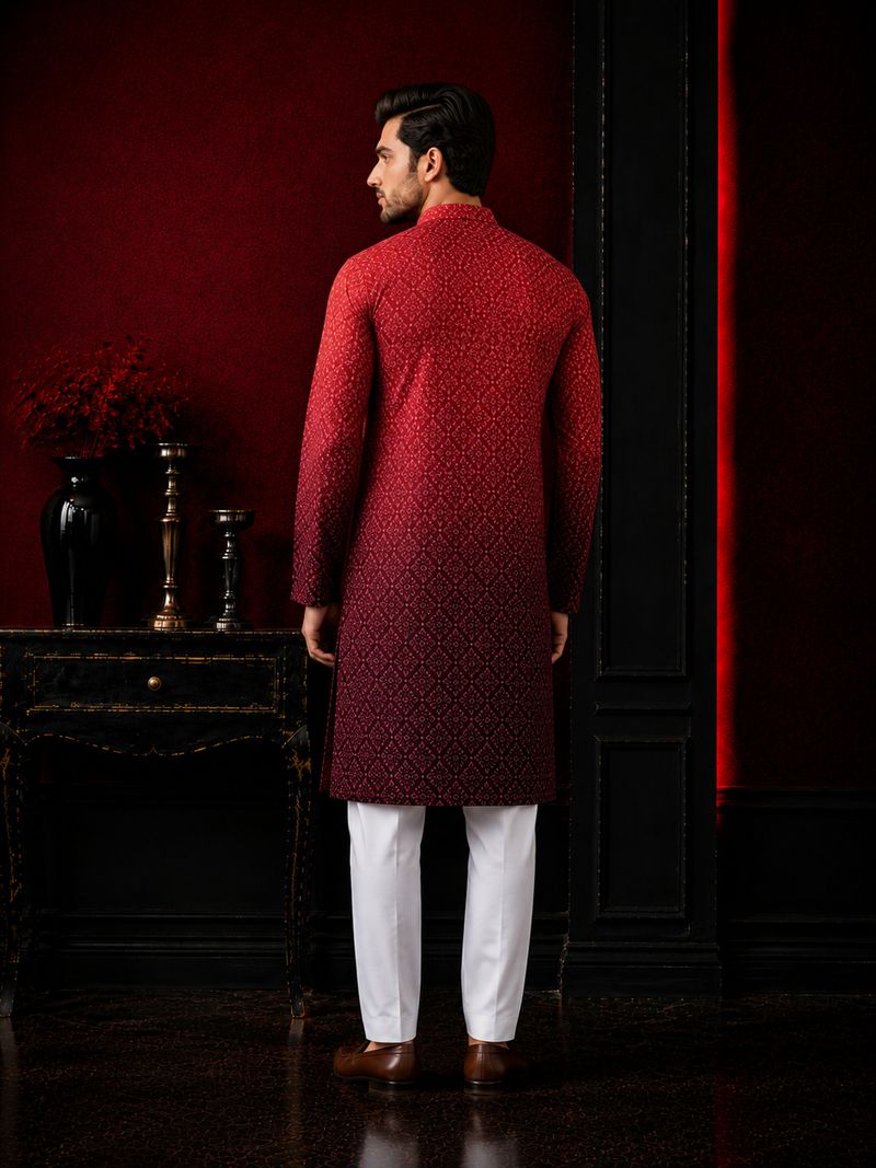 ORIFAB Silk Blend Straight Kurta for Men - Image 5