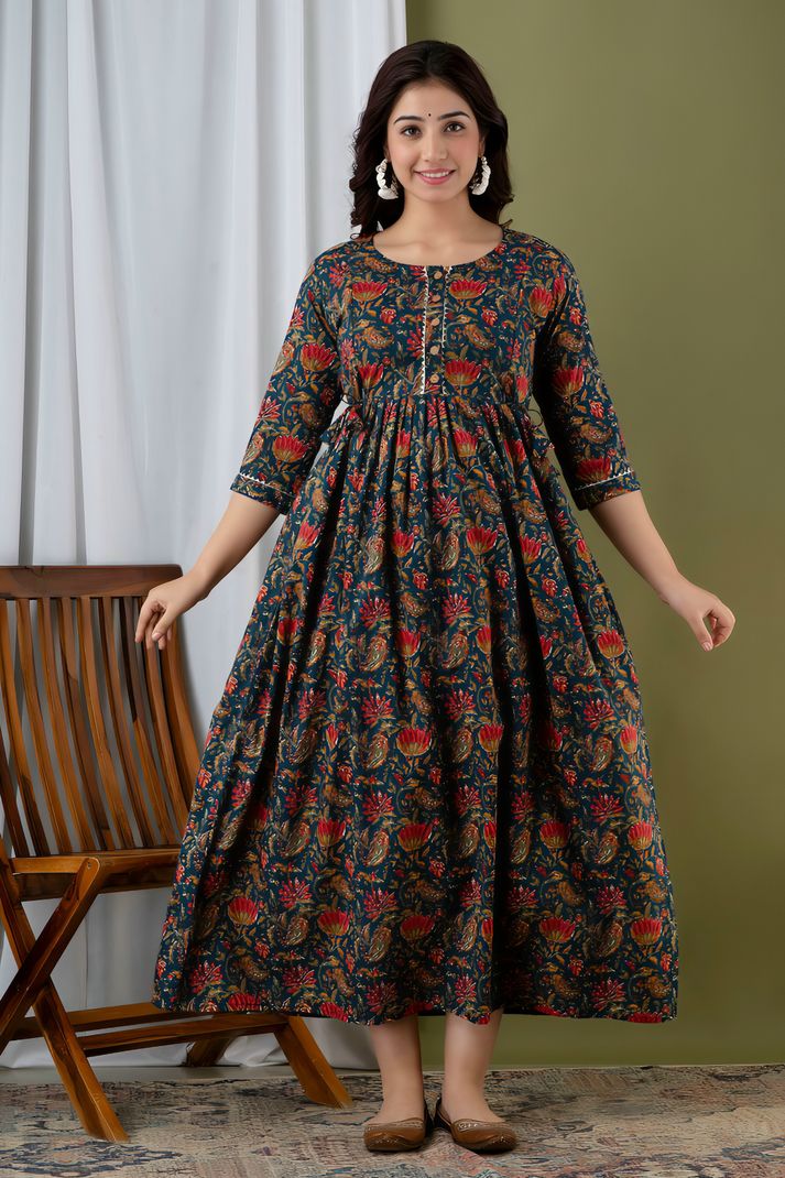 Dream Global Pack of 2 Floral Print Cotton Anarkali - Image 4